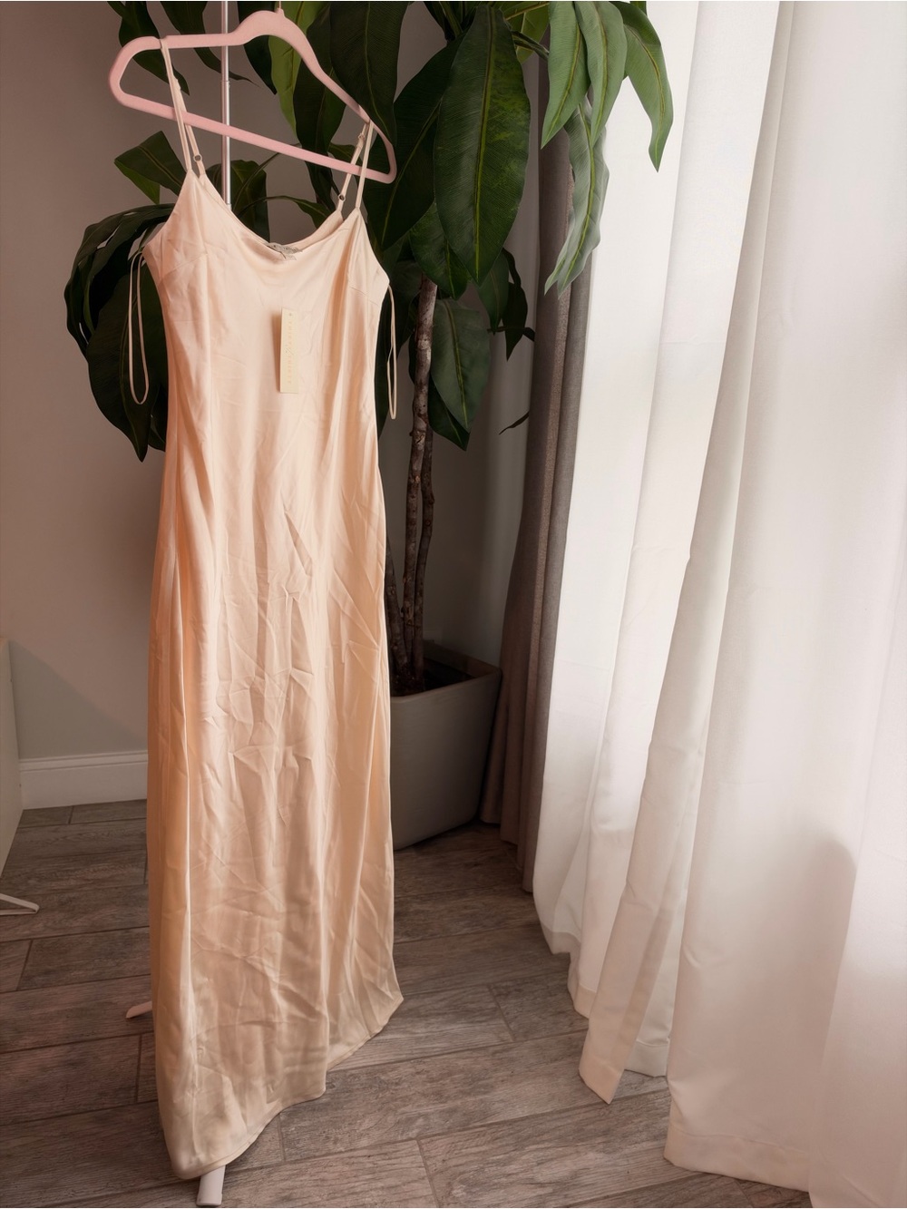 Elegant Cream Slip Dress with Delicate Straps